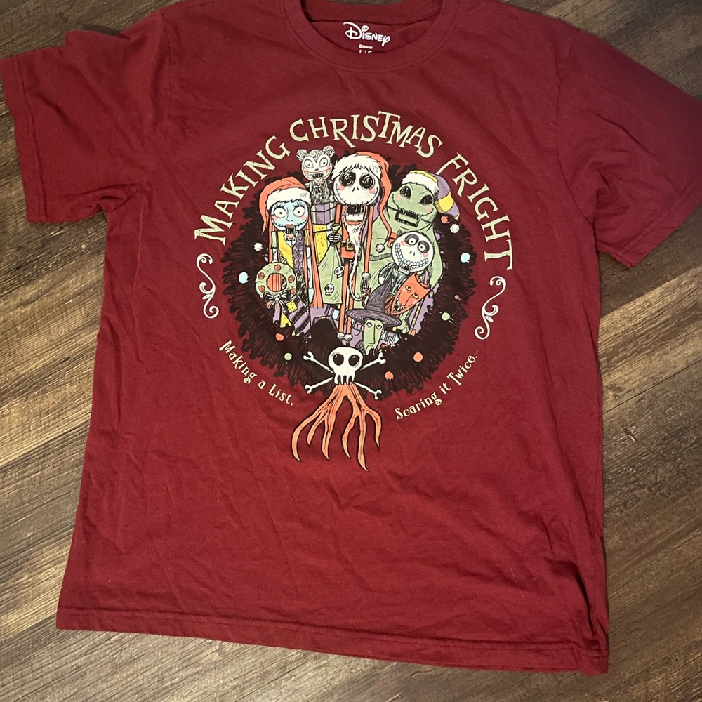 Disney Maroon 'Making Christmas Fright' Tee Nightmare Before Christmas